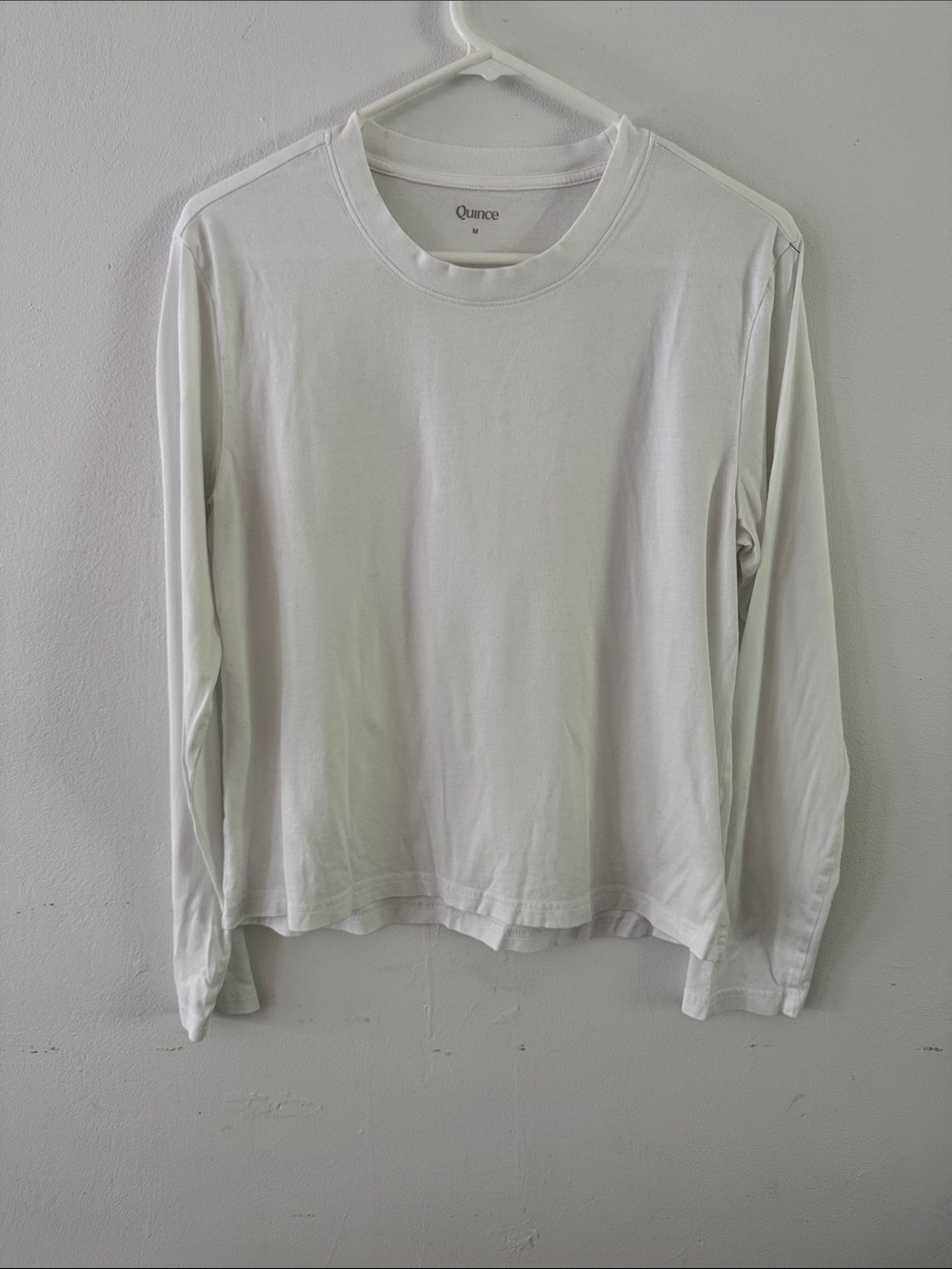 Quince Long Sleeve White Crew Neck Shirt Sz M